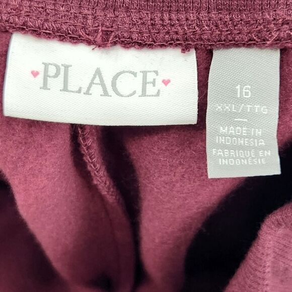 The Children's Place Uniform Fleece Jogger Pants Girl's Size 16 Burgundy Red - Picture 9 of 10
